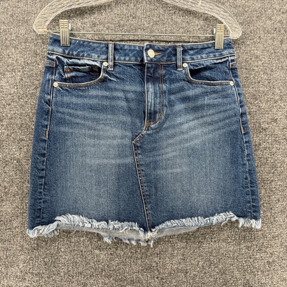 LOFT Denim Skirt Womens 2 Blue Mid Rise Straight Mini Stretch Casual Festival